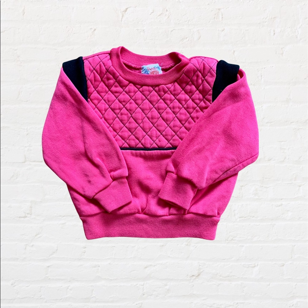 Vintage Young Fair Tux Logs Rose Fushia Sweater